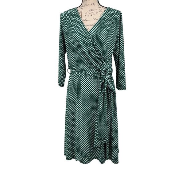 41 Hawthorn Surplice Jersey Long Sleeve Wrap Dress W/ Tie Belt Green Size XL - Picture 1 of 9
